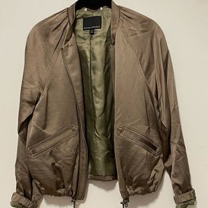 Olive green silk bomber jacket